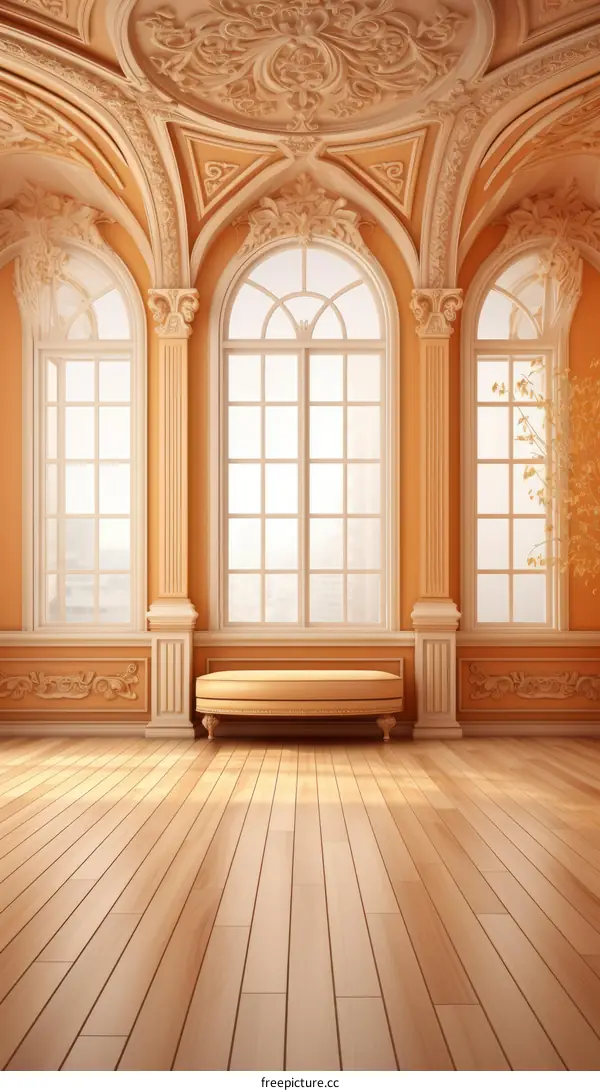 Ornate Empty European Ballroom Interior