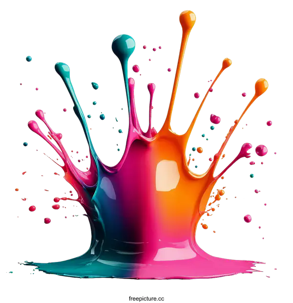 [Transparent Background PNG]Colorful Paint Splash Art Illustration