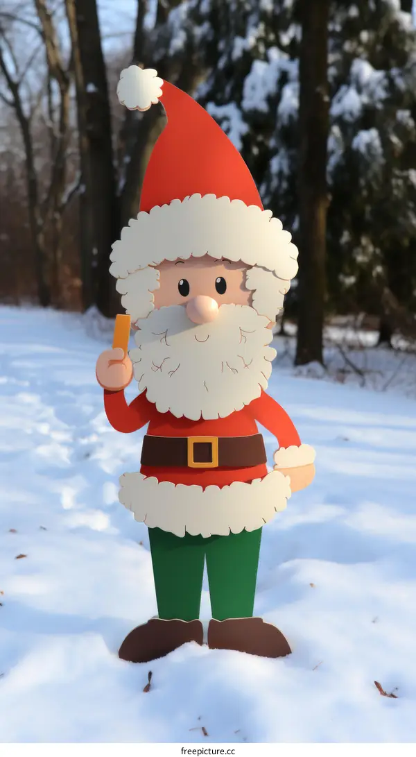 Santa Claus figurine in the snow