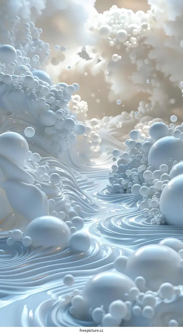 White Waves Flowing in the Ocean