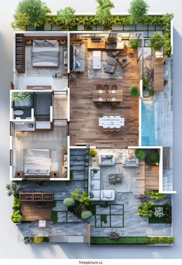 Modern House Floor Plan Design with Outdoor Space