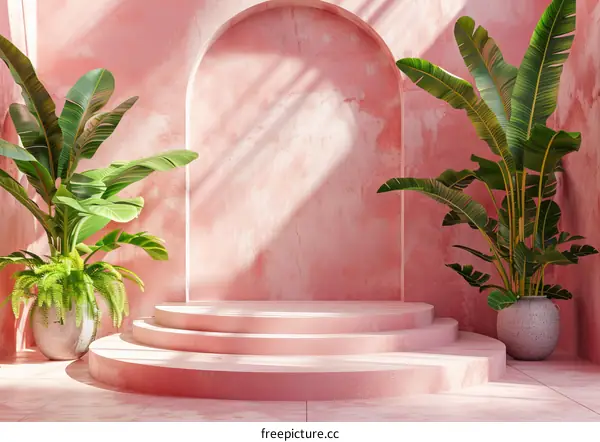Pink Floral Aesthetic Display Podium Background