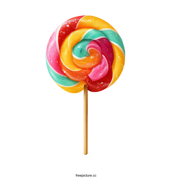 [Transparent Background PNG]Colorful Swirl Lollipop Illustration