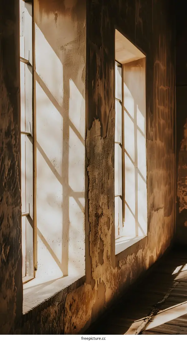 Sunlight Streaming Through Windows in Old Building