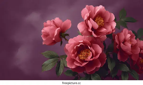 Elegant Vintage Peony Bouquet Illustration