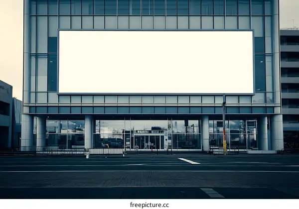 Blank Billboard on Modern Building Facade