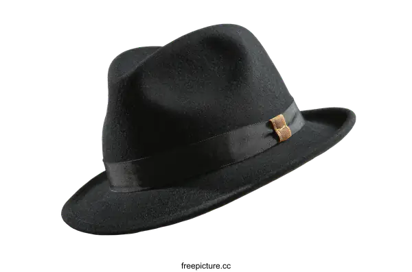 [Transparent Background PNG]Classic Black Fedora Hat Detail