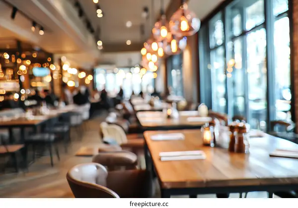 Blurred View of a Busy Restaurant Interior