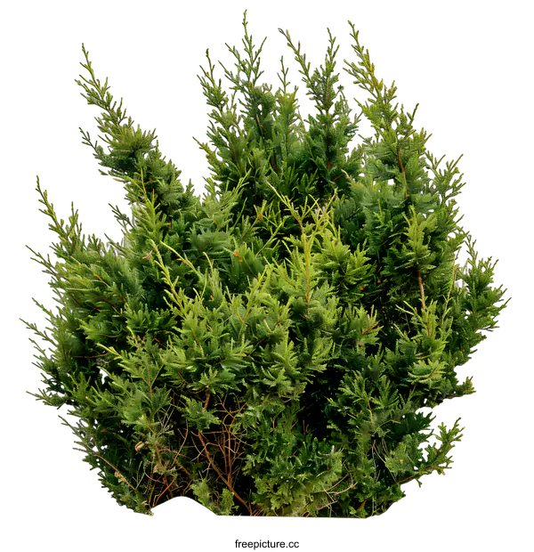 [Transparent Background PNG]Green Evergreen Bush Isolated On White Background