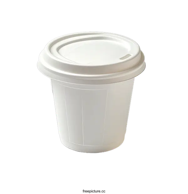 [Transparent Background PNG]White Disposable Coffee Cup with Lid