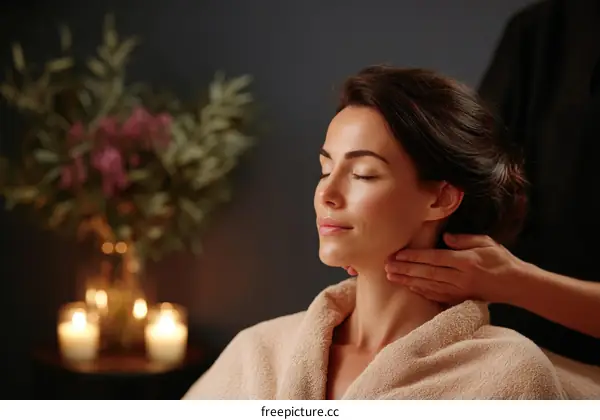Woman Receiving a Relaxing Neck Massage