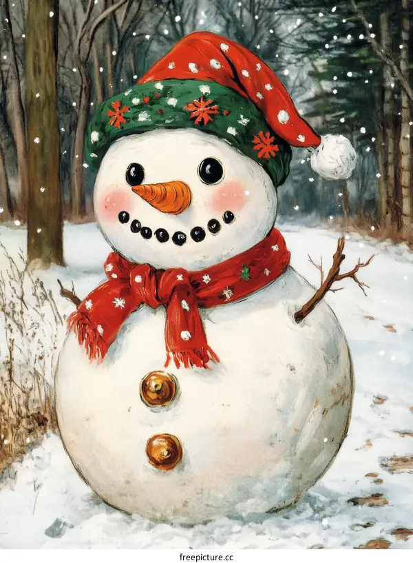 Charming Snowman in Winter Wonderland
