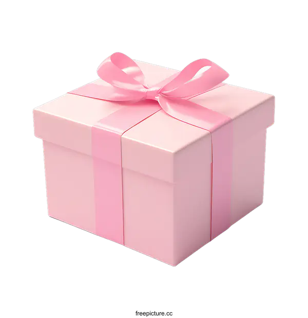 [Transparent Background PNG]Pink Gift Box with Bow