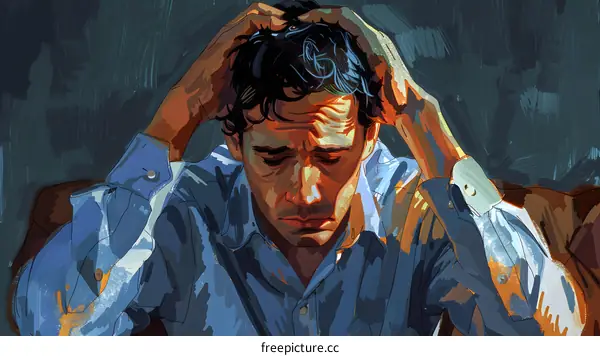 man holding his head