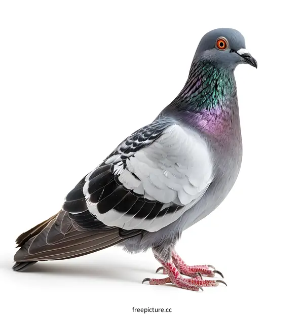 Gray Pigeon on White Background