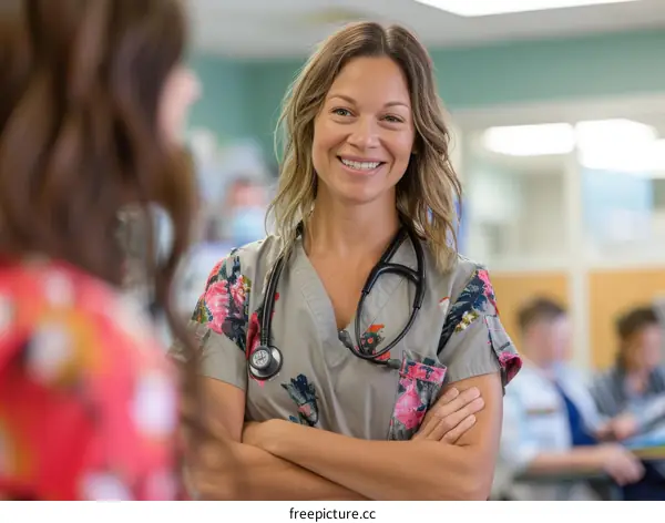 Portrait of a smiling female doctor with arms crossed