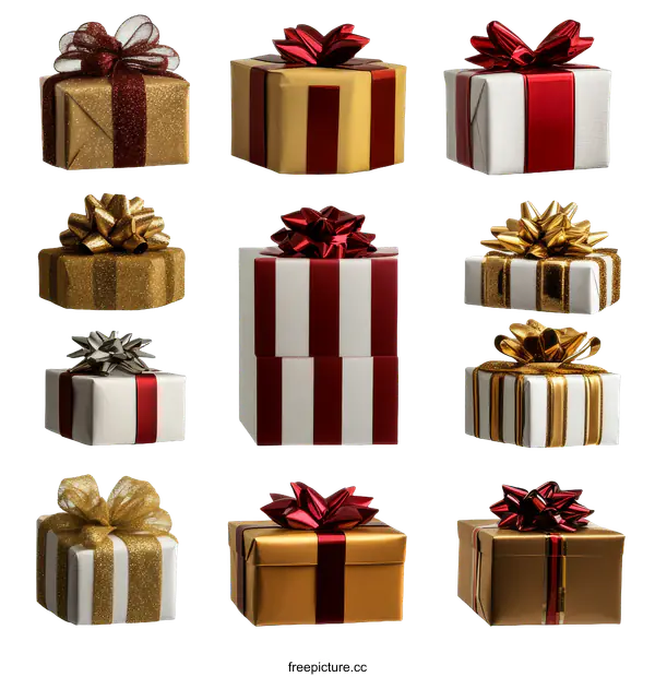 [Transparent Background PNG]Assortment of Gift Boxes with Ribbons