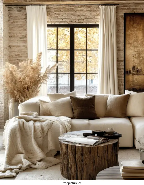 Modern Beige Living Room Interior Design