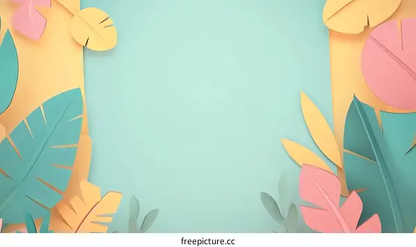 Summer Paper Cutout Leaves Background