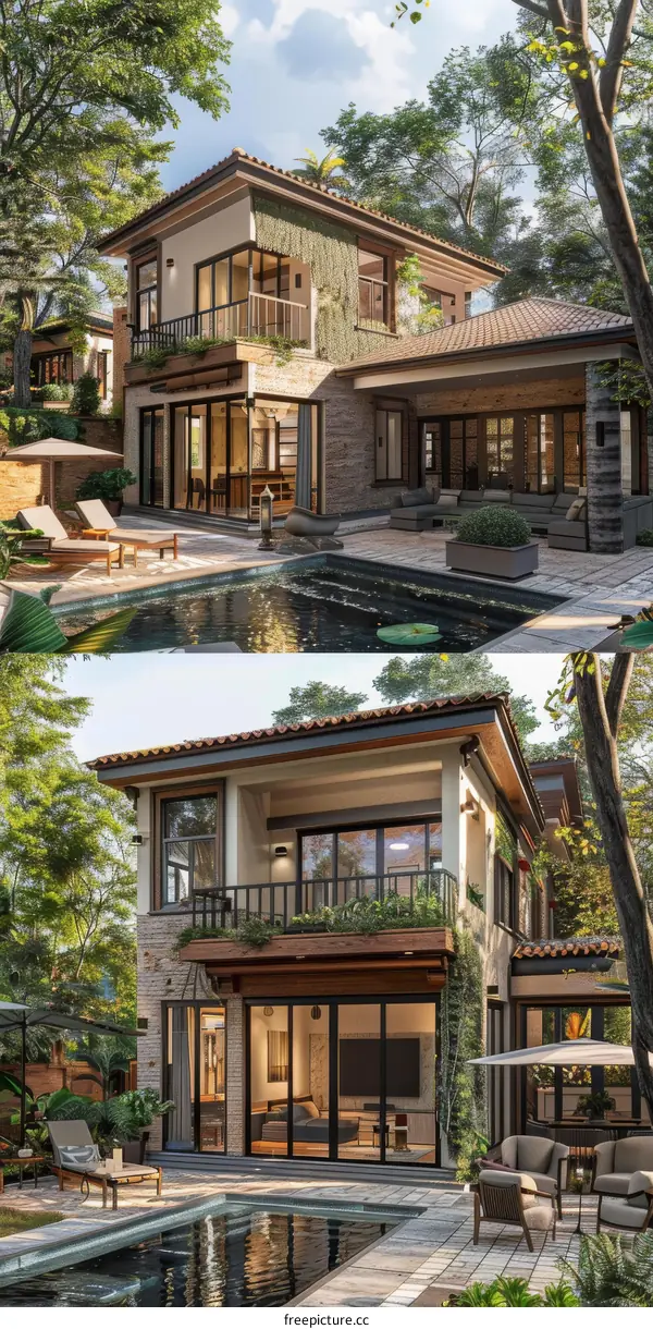 Modern Villa Exterior Design Illustration