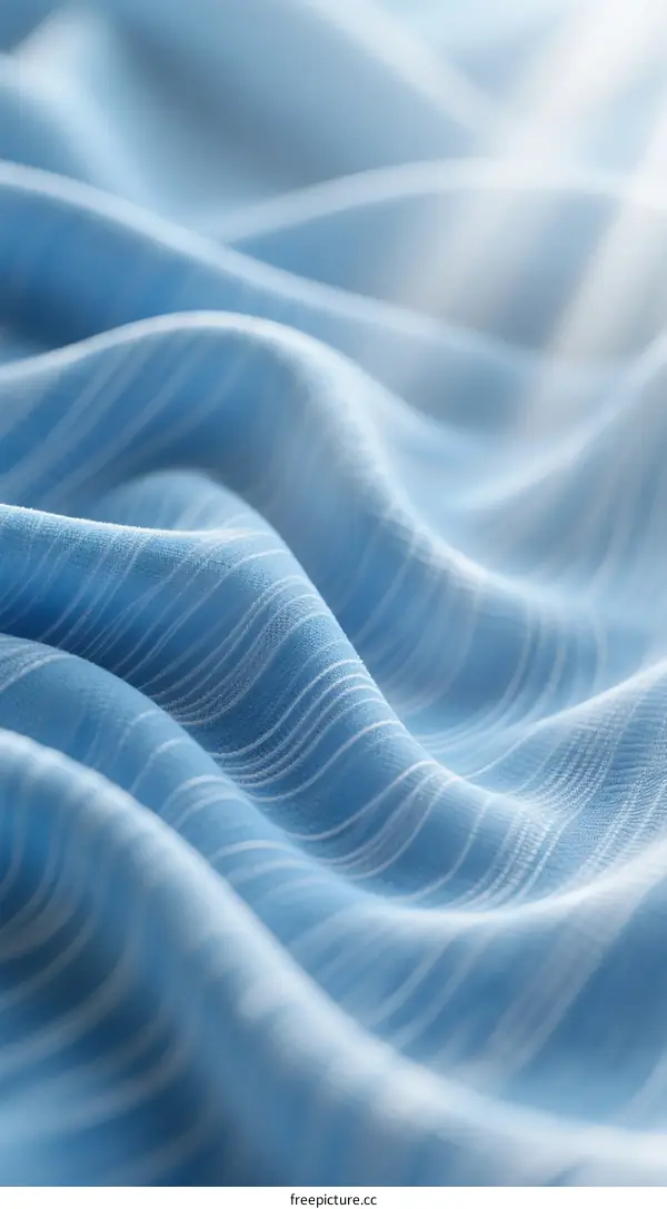 Soft Light Blue Fabric with Wavy Textured Patterns
