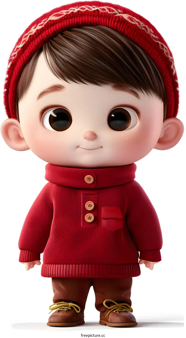 Cute Cartoon Boy in Red Sweater
