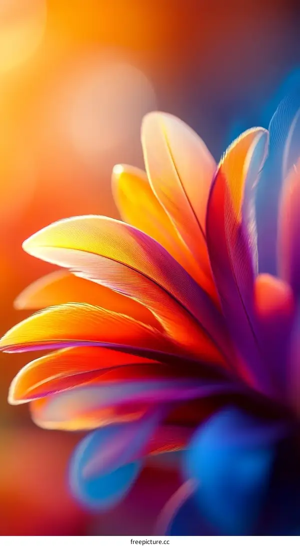 Colorful Feather Petals in Sunlight