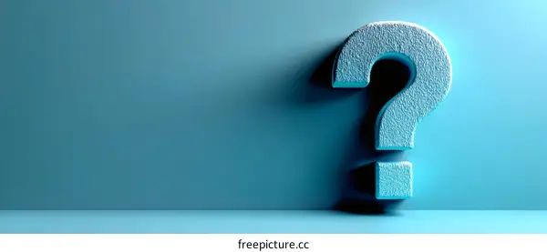 3D Question Mark on Light Blue Background