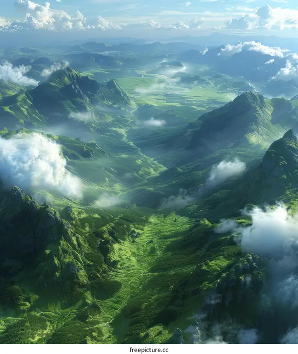 Aerial View of Lush Mountainous Landscape