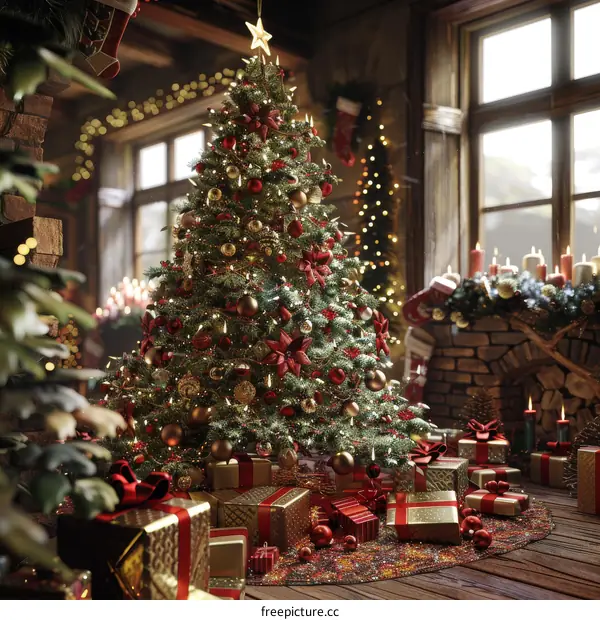 Cozy Christmas Evening by the Fireplace with Family