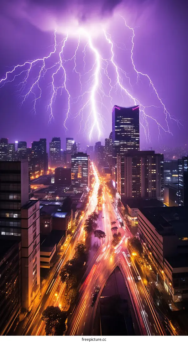 Mesmerizing Purple Lightning Storm Illuminating the Night Sky