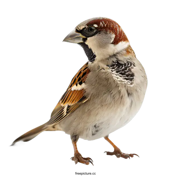[Transparent Background PNG]Close up of a House Sparrow on White Background