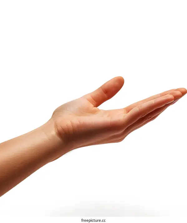 Open Hand on White Background