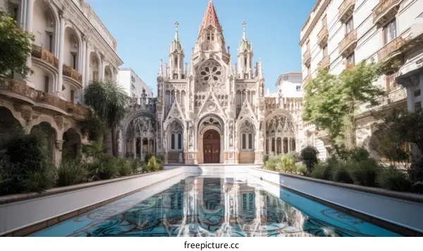 ornate facade of a gothic revival church