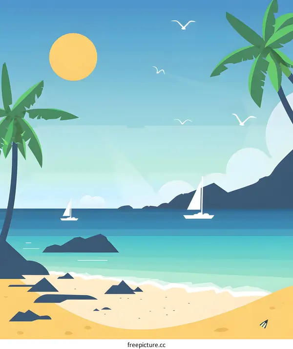 Tropical Beach Summer Illustration