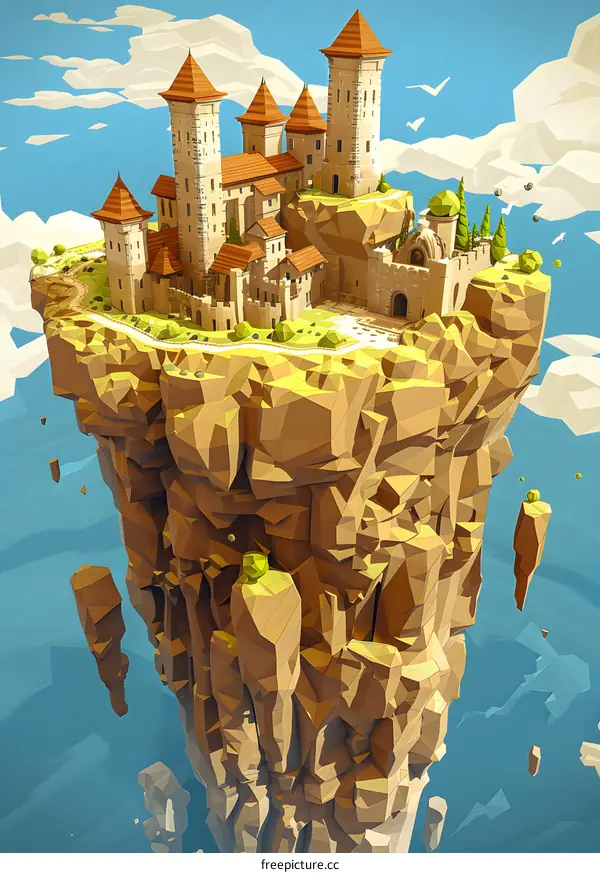 Fantasy Castle on a Floating Island