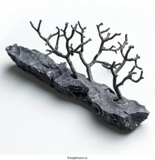 Abstract Black Metal Tree Sculpture