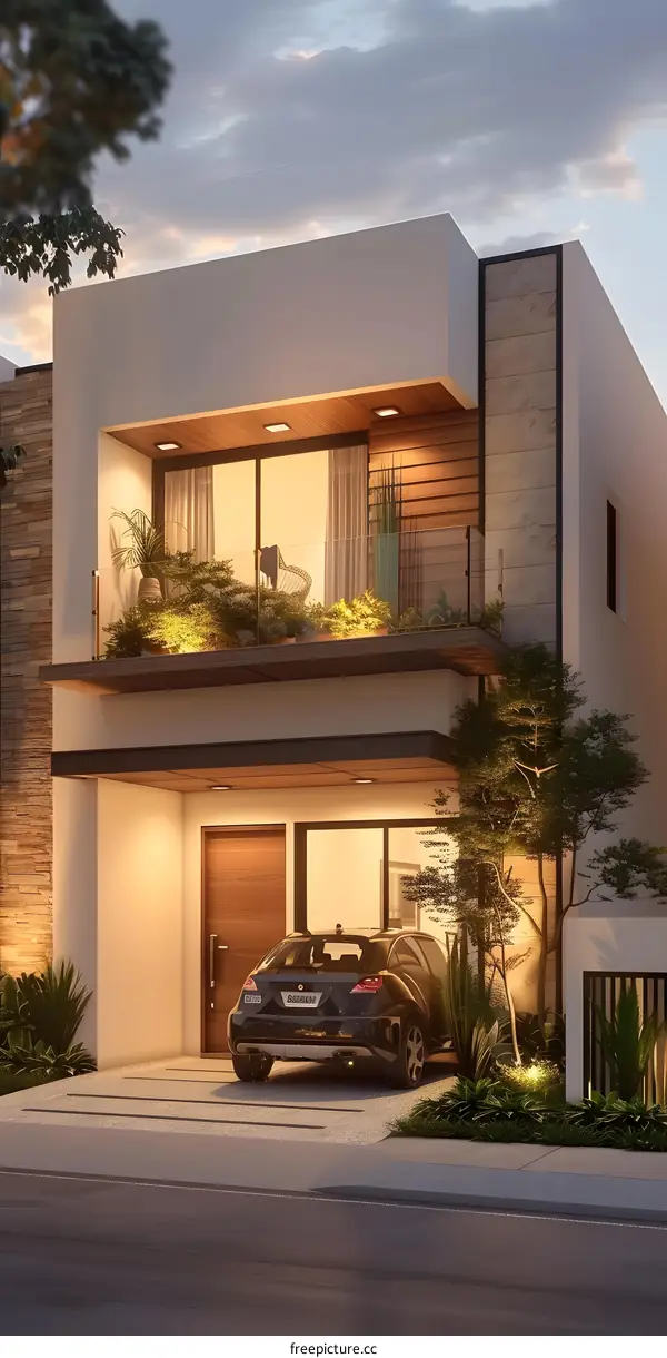Modern House Exterior Design with Balcony and Garage