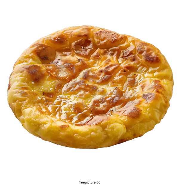 [Transparent Background PNG]A round flatbread with a golden crust
