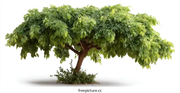 Green Lush Tree Isolated on White Background