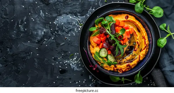 Homemade Carrot Hummus with Vegetables