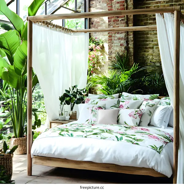 Tropical Bedding and Canopy in a Greenhouse