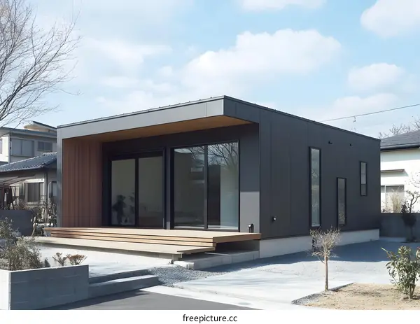 Modern Minimalist Black and Brown House Exterior