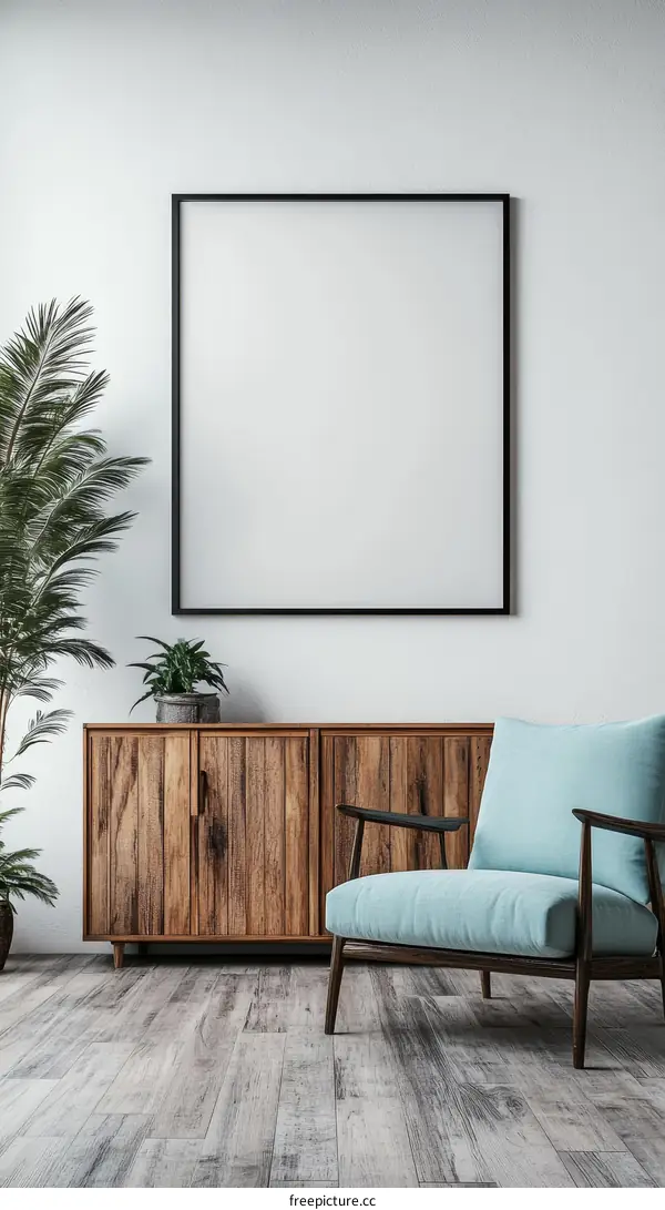 Modern Minimalist Living Room Mockup with Empty Frame