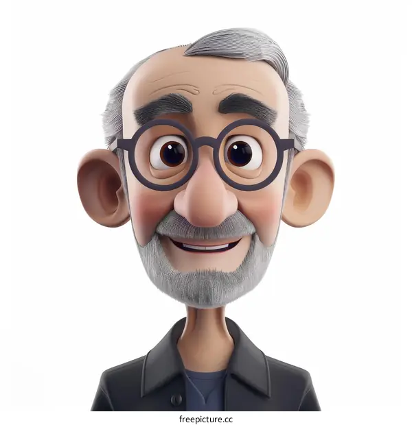 3D rendering of an old man's head