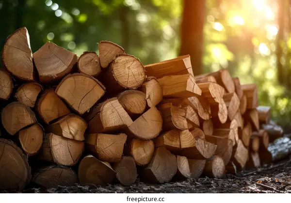 A Stack of Firewood Logs