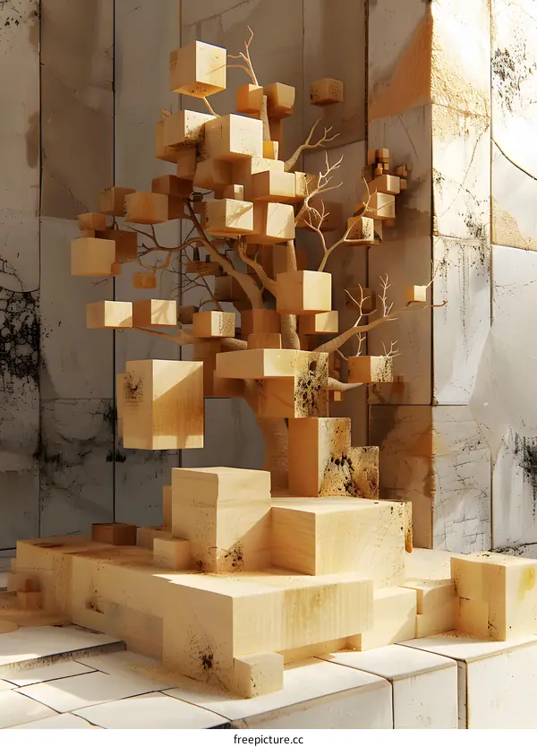 Wooden Abstract Tree Sculpture