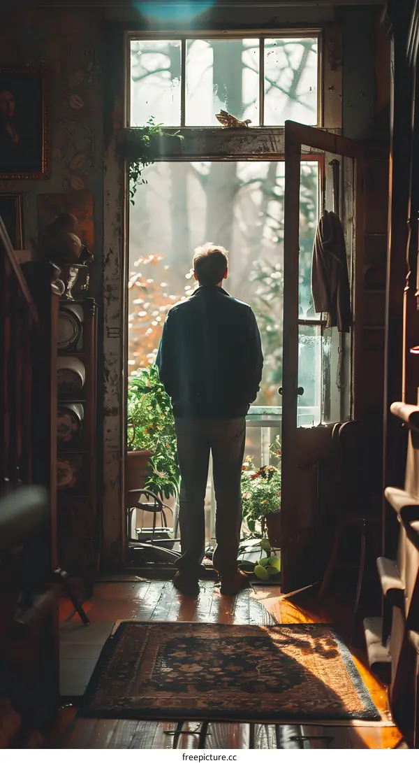 Man standing in front of a door