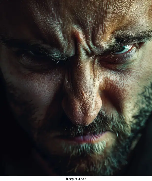 closeup of an angry man