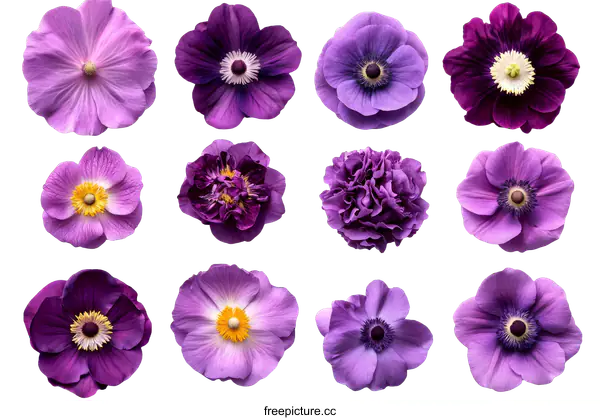[Transparent Background PNG]A Variety of Exquisite Purple Flowers